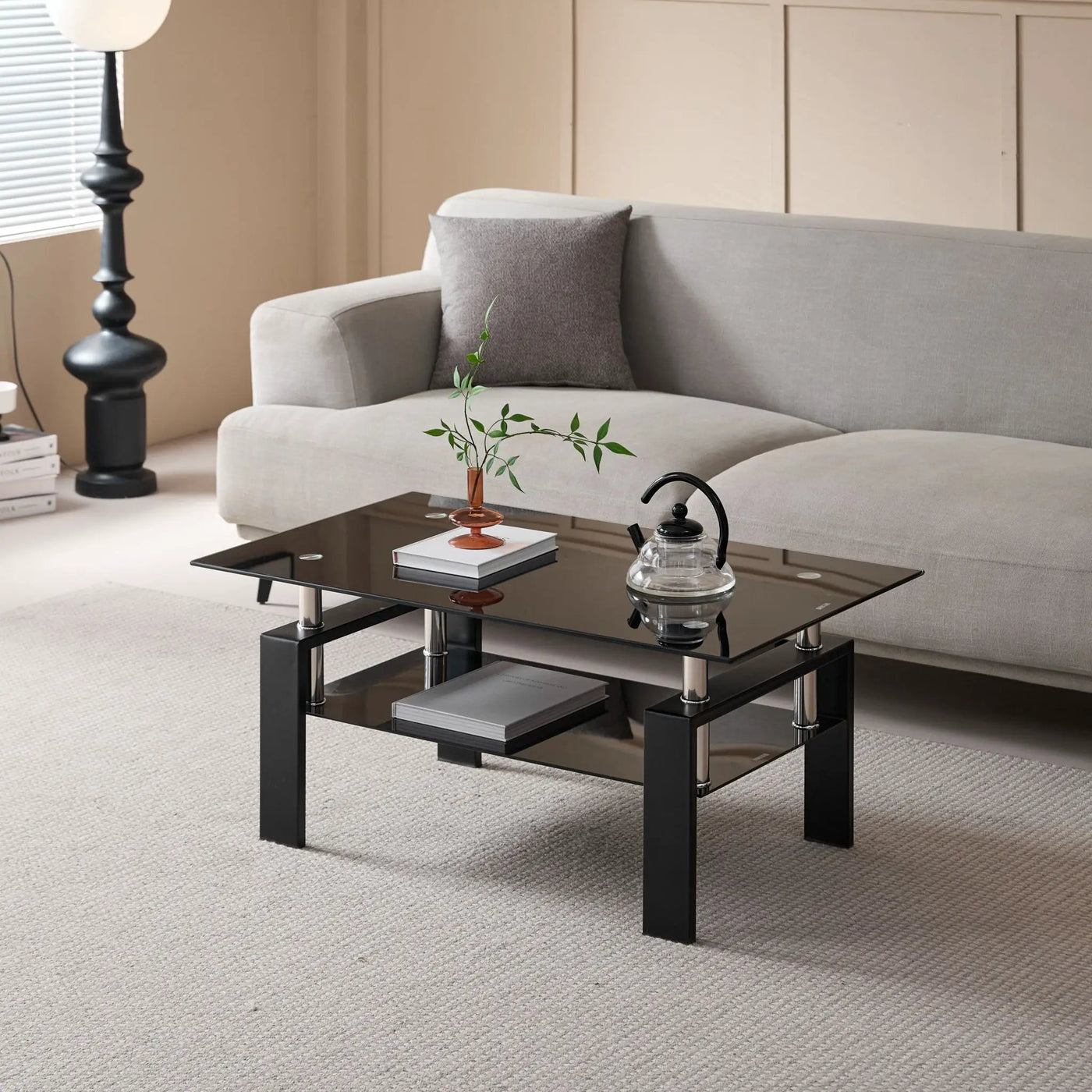Tempered Glass Table With Storage by HouseOfZazla