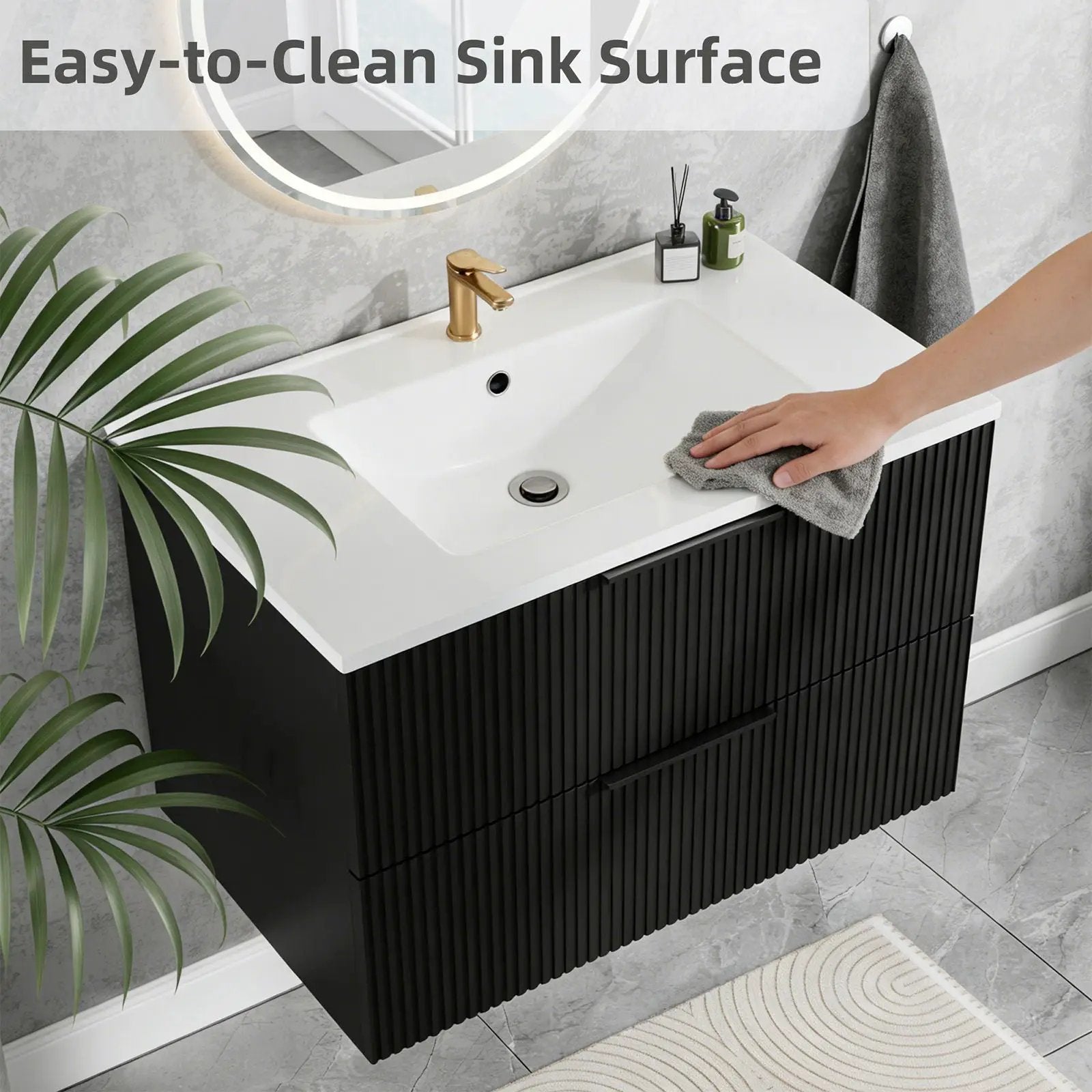 Modern Wall Mounted Floating Bathroom Vanity With Sink And Drawers by Unique Piece Furniture
