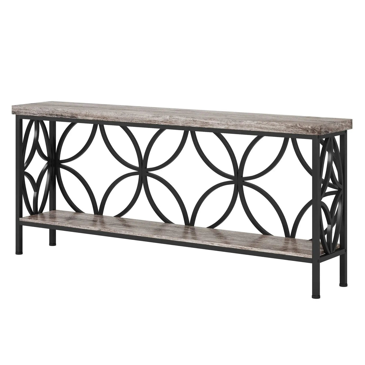 Extra Long Console Table With Open Storage Shelves by HouseOfZazla