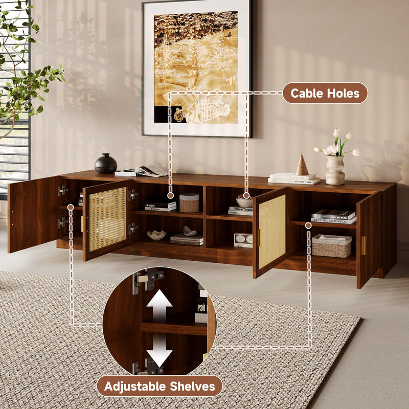 TV Stand, Media Console With Adjustable Shelves - Walnut by HouseOfZazla