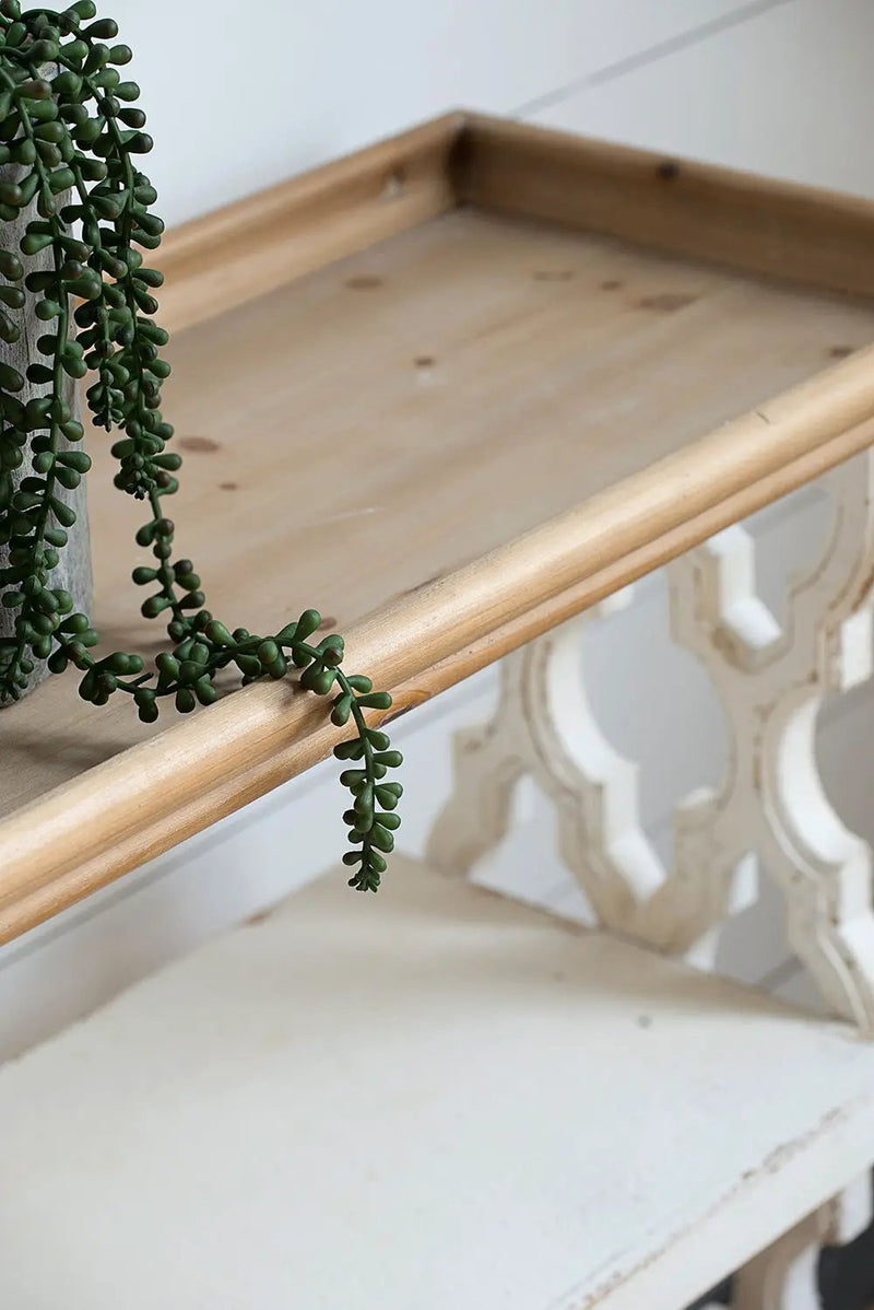 Distressed Wood Shelf Tray, French Country Console Table - Brown / Antique White by Unique Piece Furniture