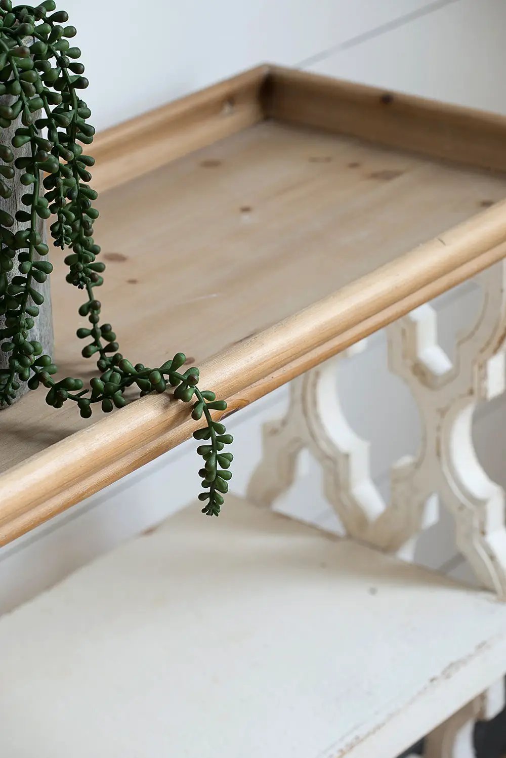 Distressed Wood Shelf Tray, French Country Console Table - Brown / Antique White by HouseOfZazla