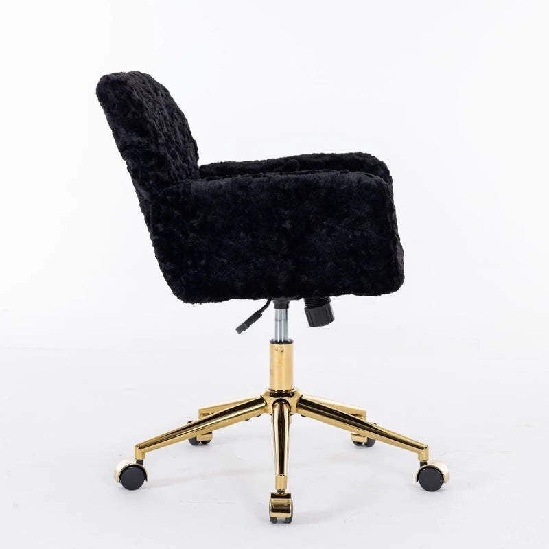 Office Chair, Artificial Rabbit Hair Home Office Chair With Metal Base, Adjustable Desk Chair Swivel Office Chair, Vanity Chair by Unique Piece Furniture