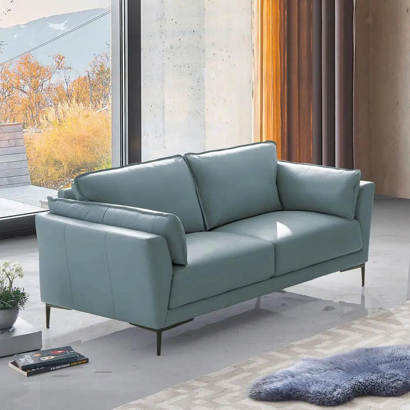 Mesut - Loveseat - Sage Green Top Grain Leather & Black by Unique Piece Furniture