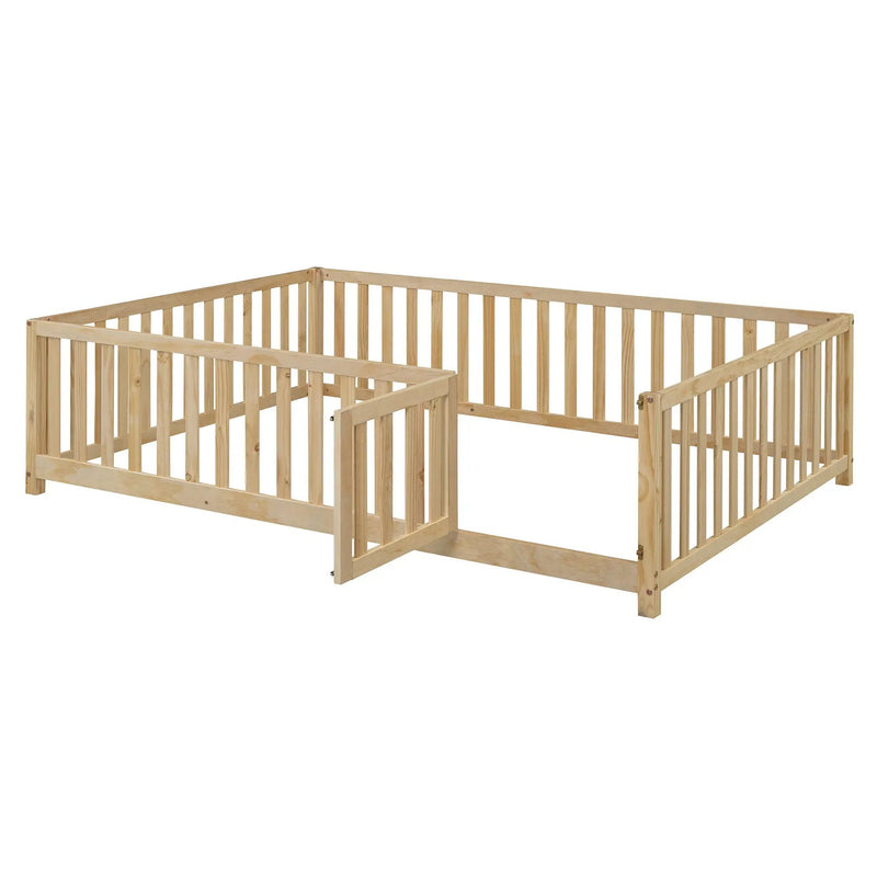 Daybed With Fence Guardrails And 2 Drawers, Split Into Independent Floor Bed & Daybed by HouseOfZazla