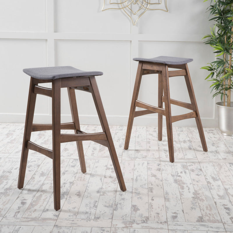 Mid Century Modern Bar Stool Set With Upholstered Seating by HouseOfZazla