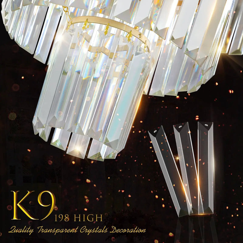 20' Modern Crystal Chandelier with Gold Finish by HouseOfZazla