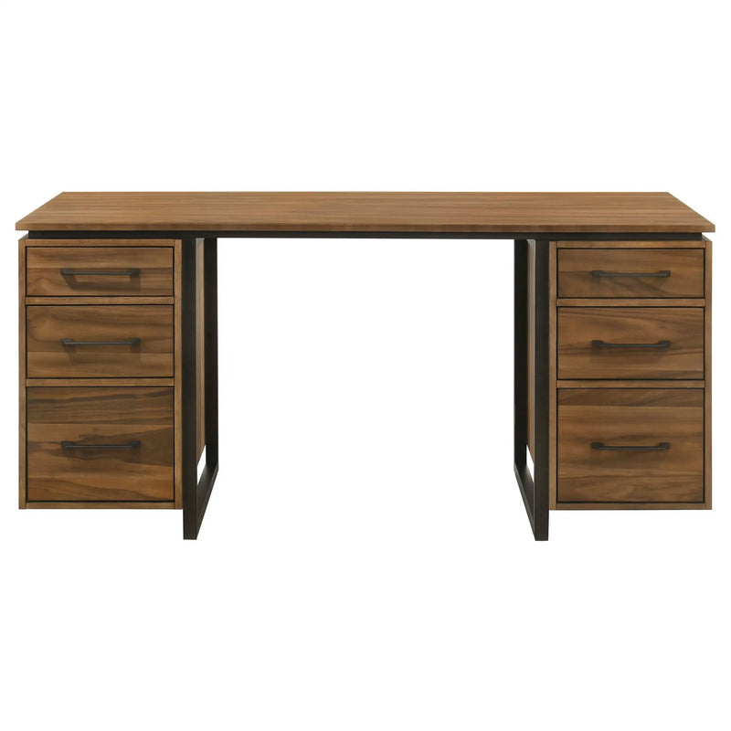 Berhalter 6-Drawer Double Pedestal File Computer Desk by Unique Piece Furniture