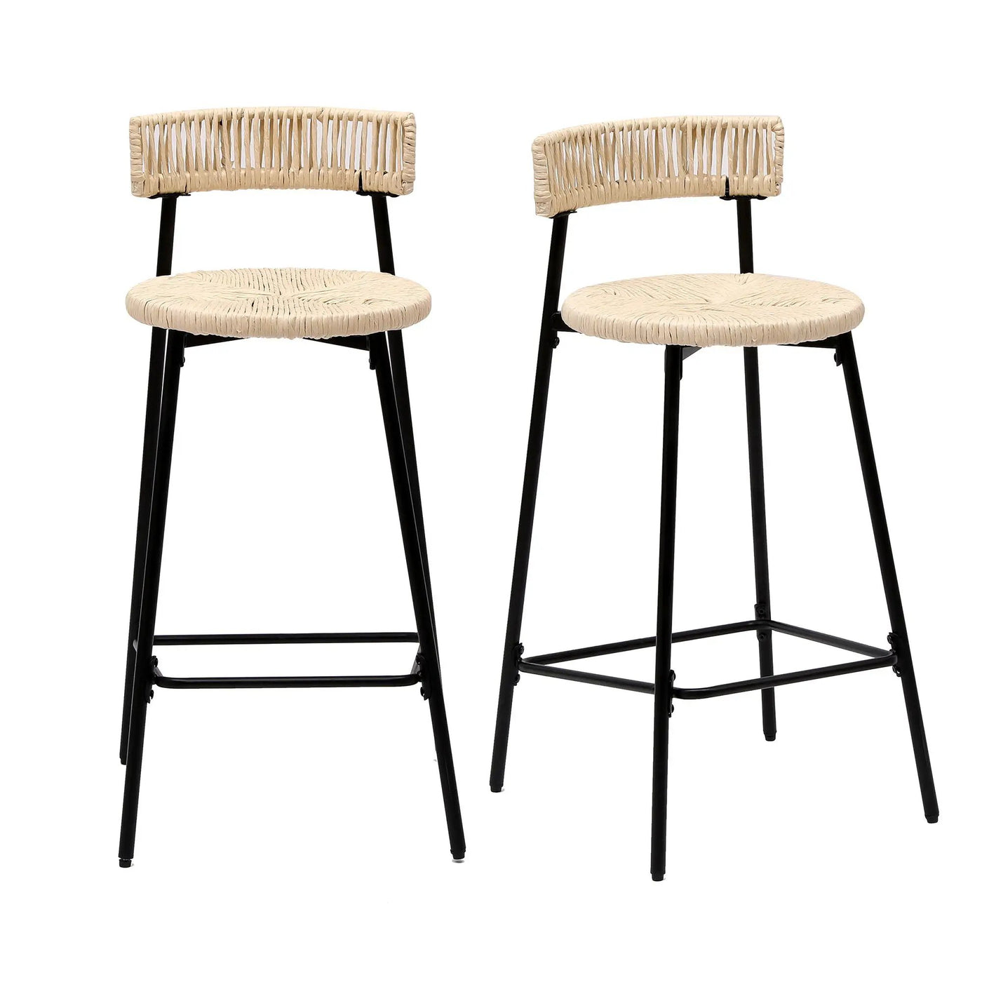 Boho Style Handwoven Paper Rope Counter Stools (Set of 2) by HouseOfZazla