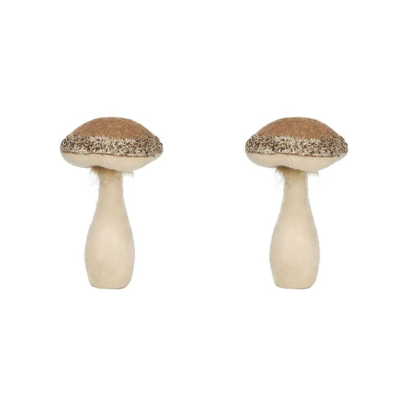 Mushroom Holiday Ornament, For Harvest Festival Fall Festival & Thanksgiving Table Decorations (Set of 2) - Beige / Light Brown by Unique Piece Furniture