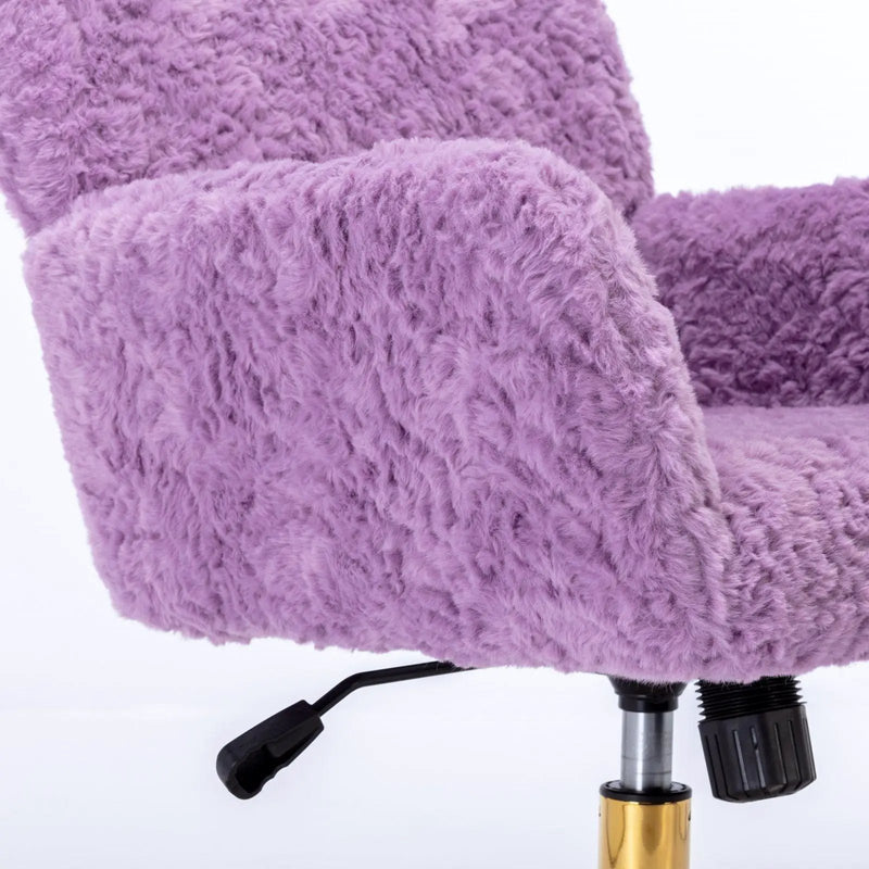 Office Chair, Artificial Rabbit Hair Home Office Chair With Metal Base, Adjustable Desk Chair Swivel Office Chair, Vanity Chair by HouseOfZazla