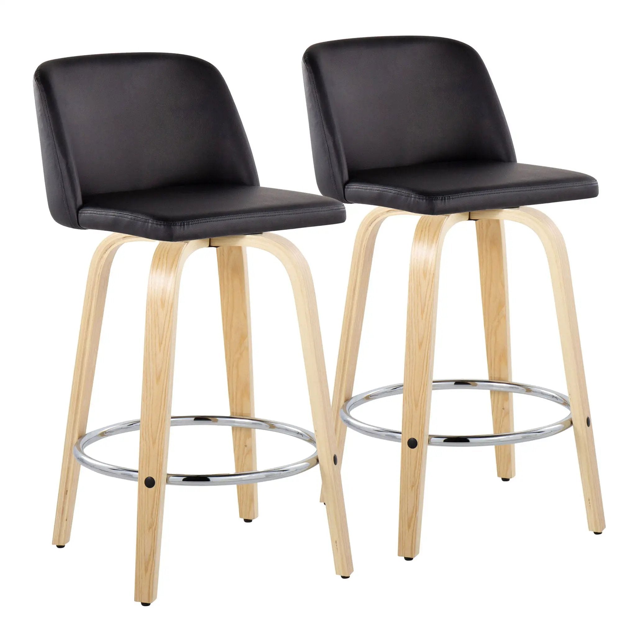 Toriano - Contemporary Fixed-Height Counter Stool With Swivel And Round Footrest (Set of 2) by Unique Piece Furniture