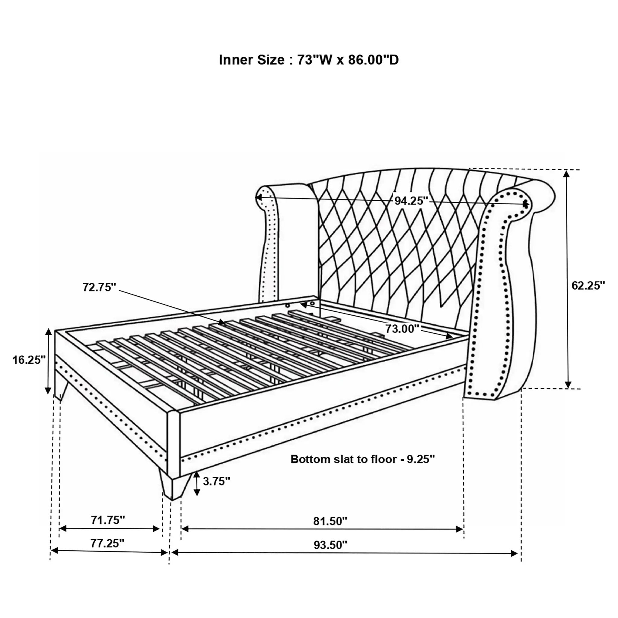 Barzini Upholstered California King Wingback Bed White by Unique Piece Furniture