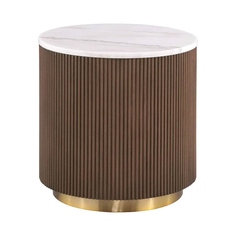 3 Piece Table Set Round Cocktail Table And 2 Round End Tables - Brown / Gold / White by Unique Piece Furniture
