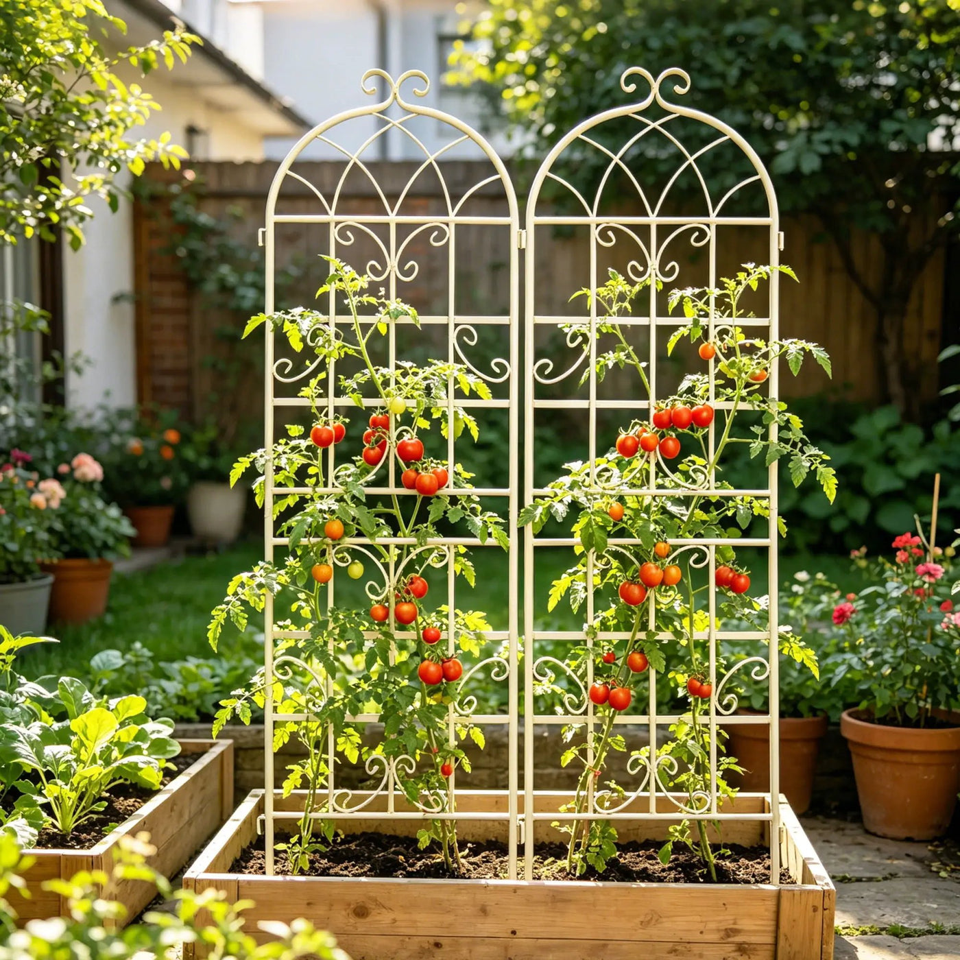 Metal Garden Rustproof Trellis For Climbing Plants Outdoor Flower Support by HouseOfZazla