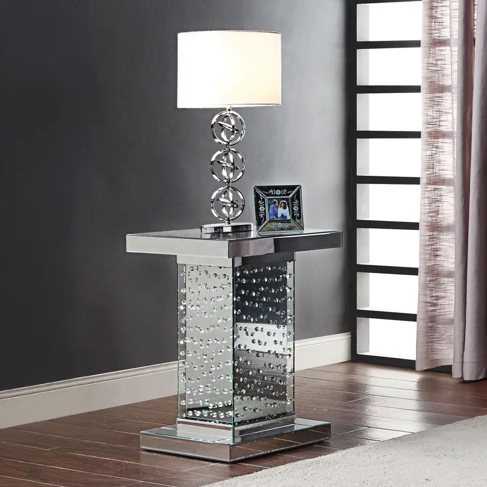 Nysa - 26" End Table - Mirrored & Faux Crystals by Unique Piece Furniture
