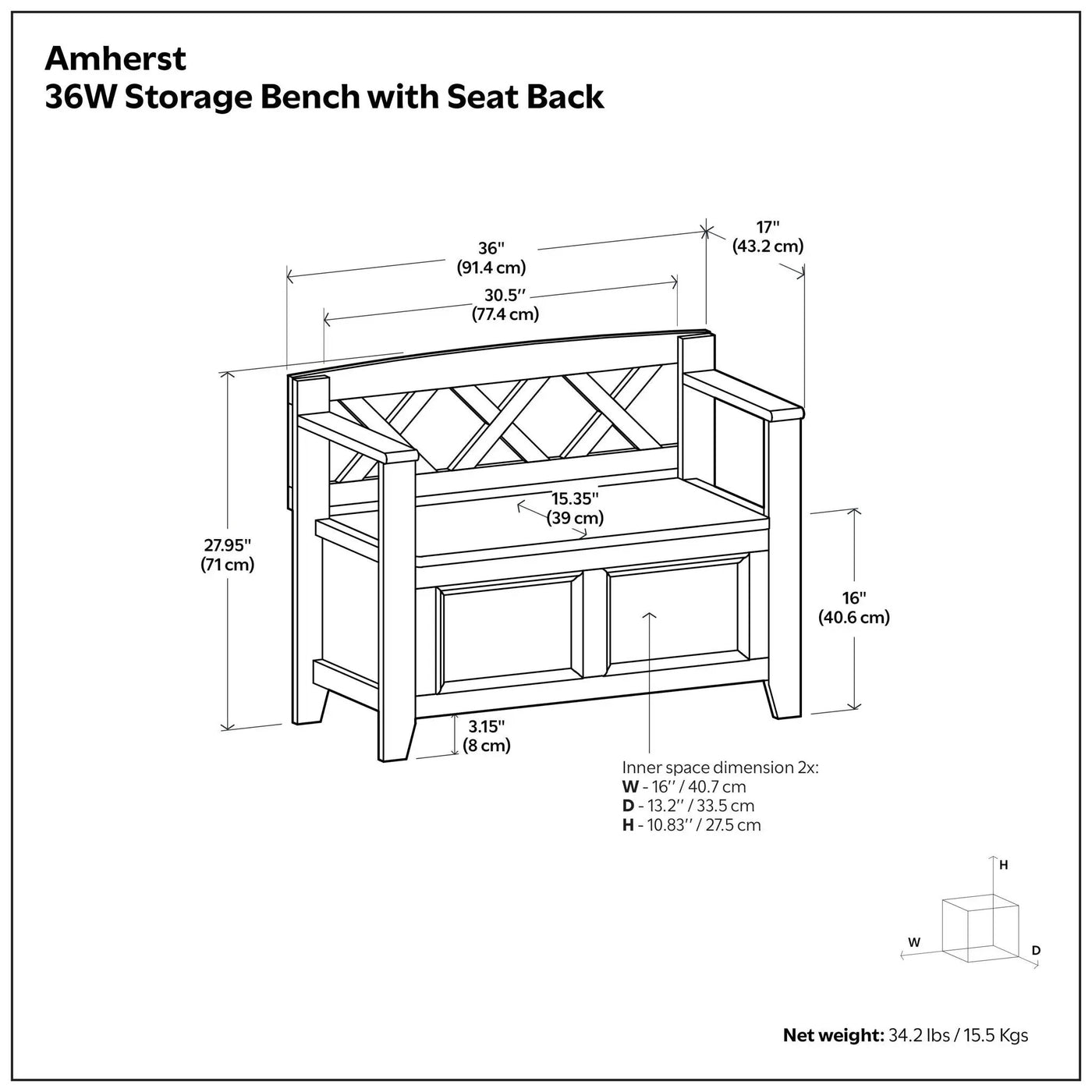 Amherst - Small Transitional Entryway Storage Bench by HouseOfZazla