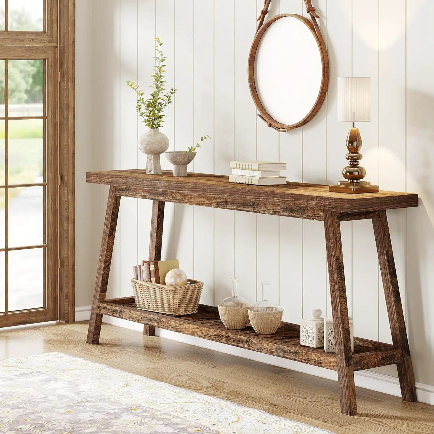 Extra Long Console Table With 2 Tier Open Storage by HouseOfZazla