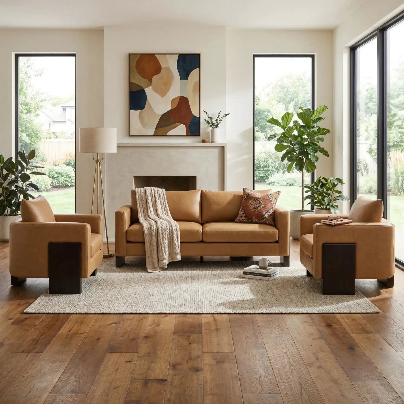 Cozy Sofa Set Oversized Comfy Cloud Sofa with Rubberwood Legs by HouseOfZazla