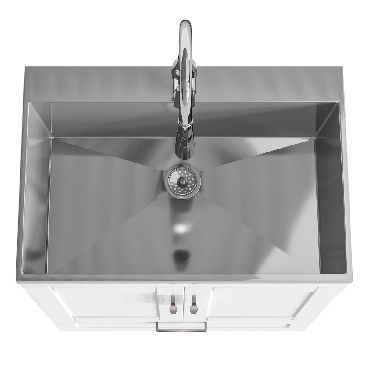 Deluxe Laundry Cabinet with Pull-Out Faucet and Stainless Steel Sink - White, photo 12 of 34