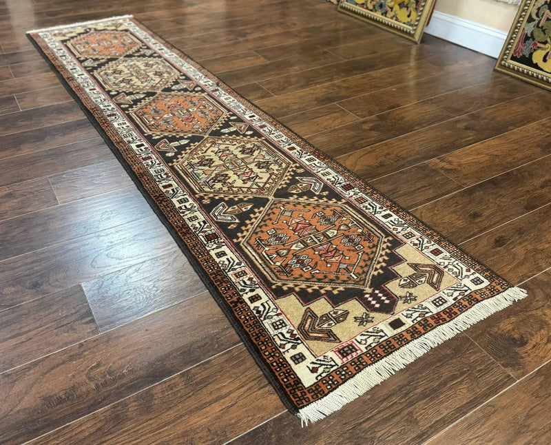 Persian Tribal Runner Rug 2.4 x 9.4, Geometric Medallions, Sarab Runner by Jewel Rugs