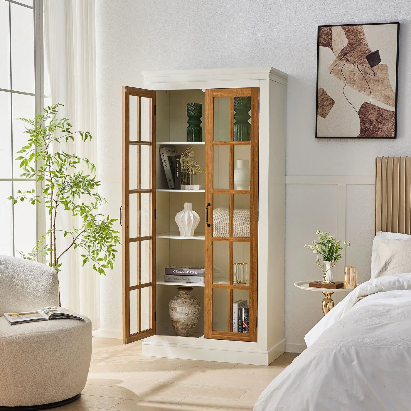 Rustic Style Display Cabinet With Glass Doors For Collectibles by HouseOfZazla
