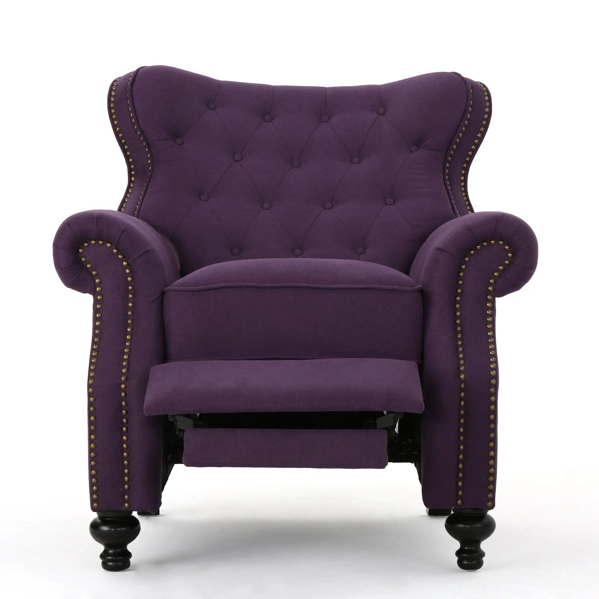 Accented Push Back Recliner Chair With Rolled Arms, Enjoy Cocooning Comfort by Unique Piece Furniture