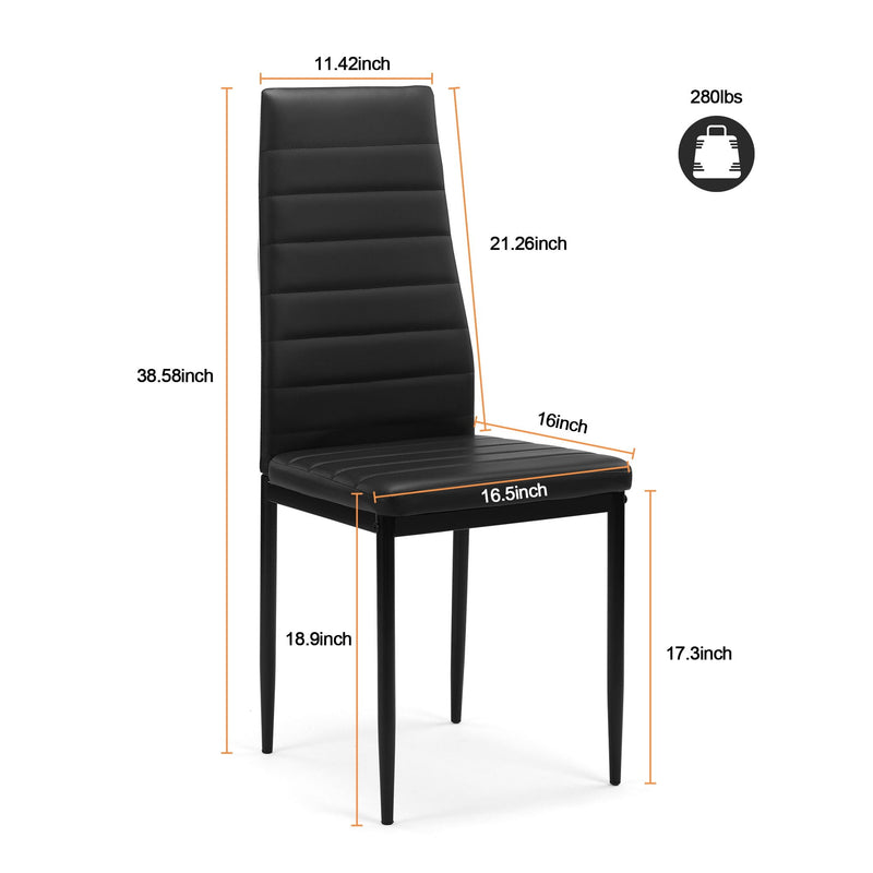 5 Piece Dining Table Set for 4 with Tempered Glass Table – Black, photo 4 of 14