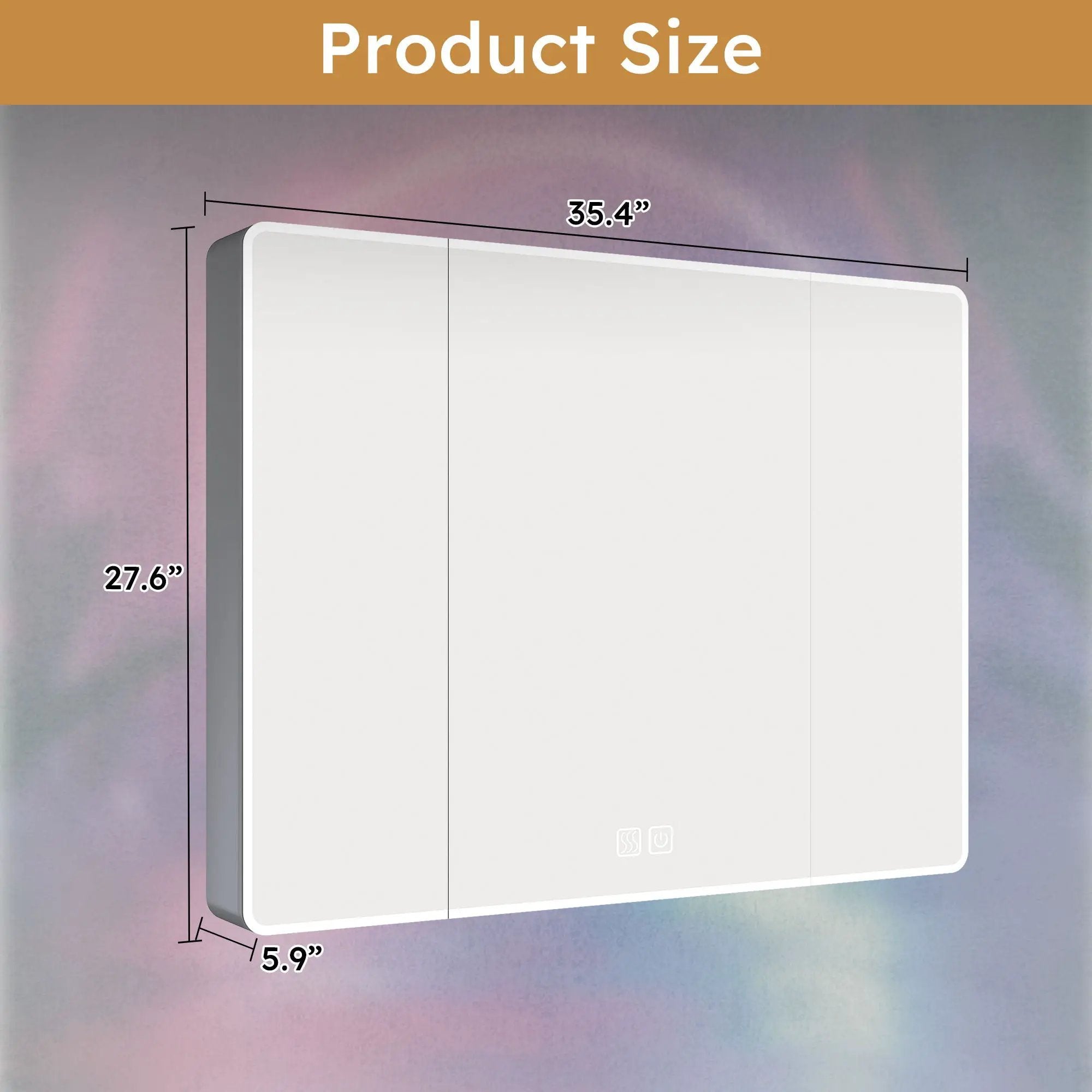 Aluminium Medicine Cabinet Mirror With LED Light And Defogging Function - Gray by Unique Piece Furniture