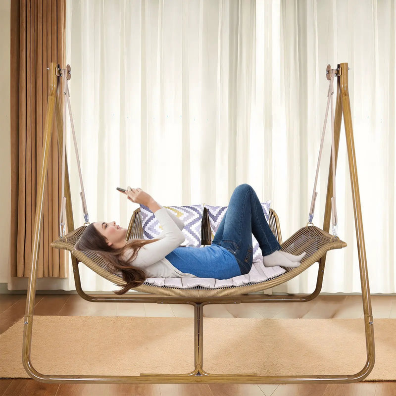 Freestanding Double Egg Swing Chair with Stand by HouseOfZazla