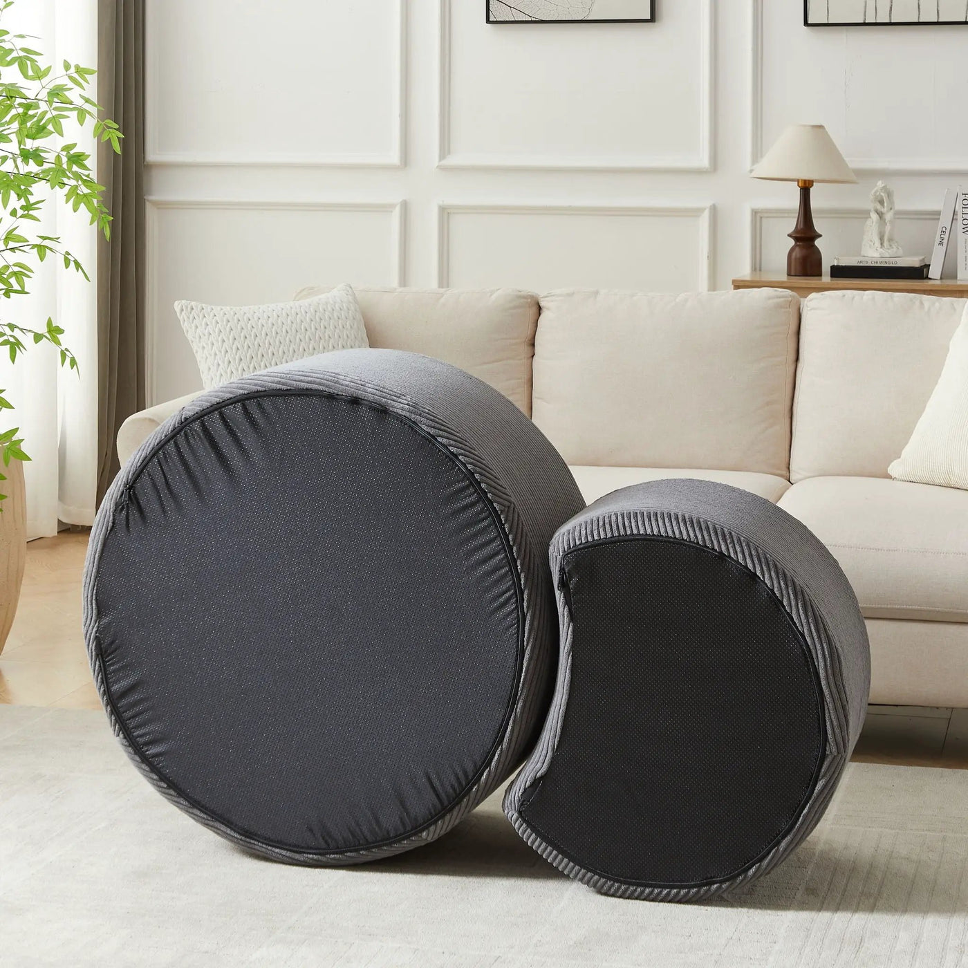 Modern Upholstered Round Coffee Table For Living Room (Set of 2) by HouseOfZazla