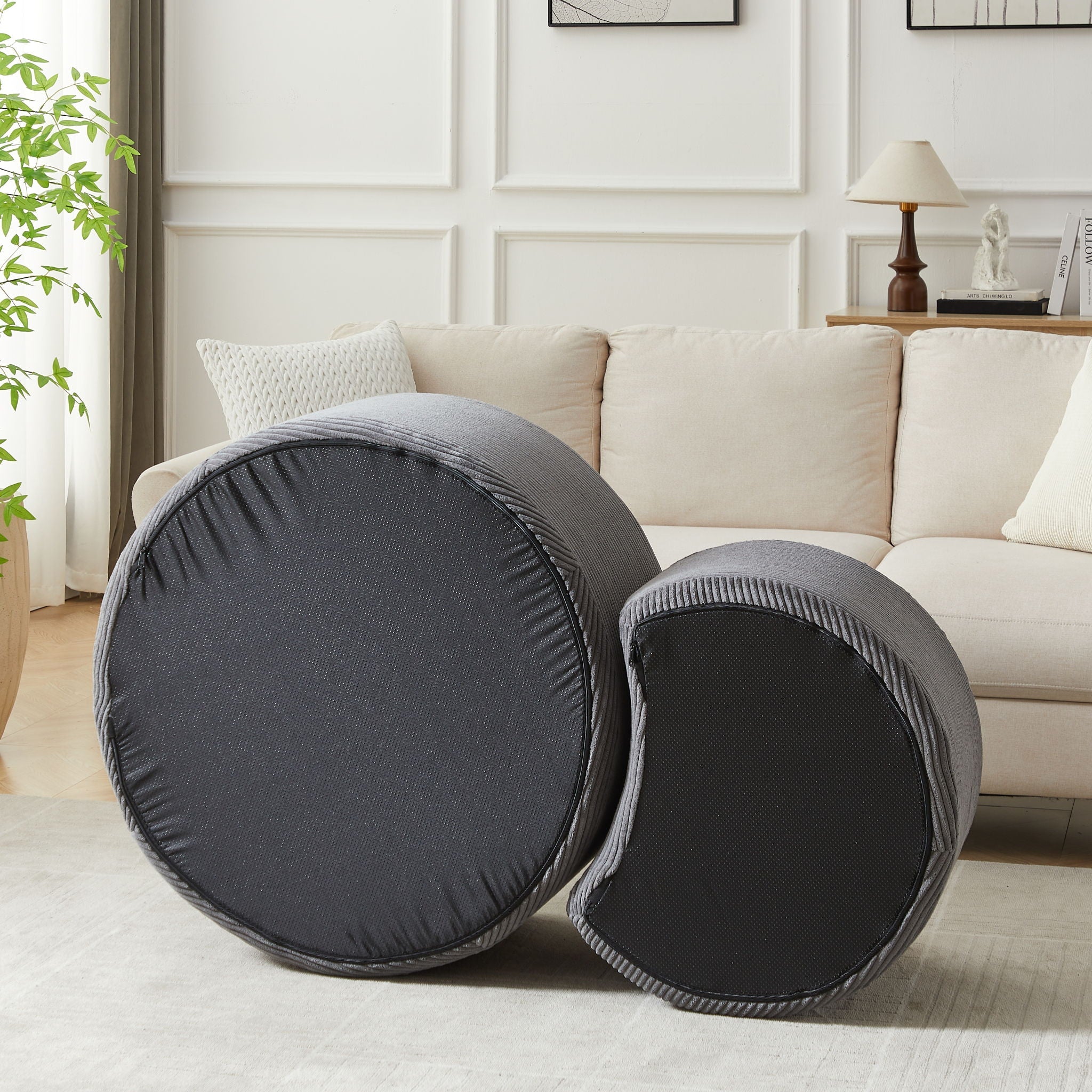 Modern Upholstered Round Coffee Table For Living Room (Set of 2) by HouseOfZazla