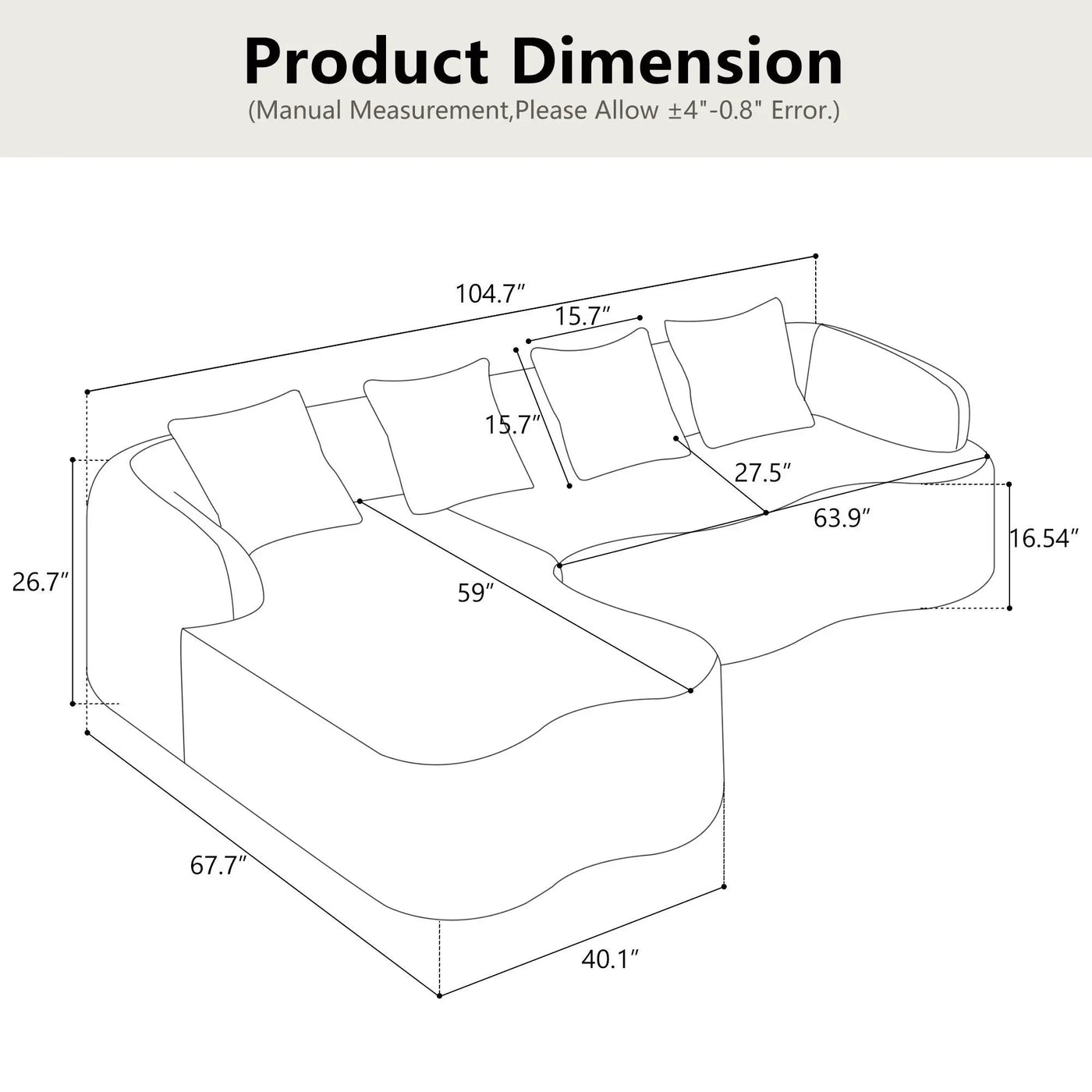 Modular L-Shape Sectional Sofa With Curved Chaise by HouseOfZazla