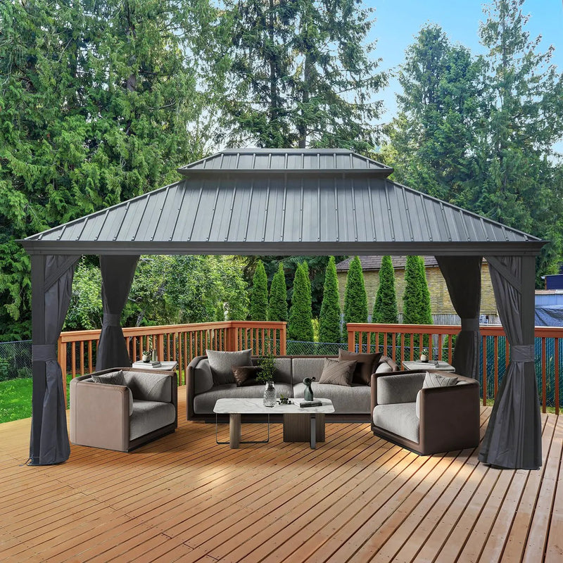 12' X 16' Hardtop Metal Gazebo with Double Roof Canopy by HouseOfZazla