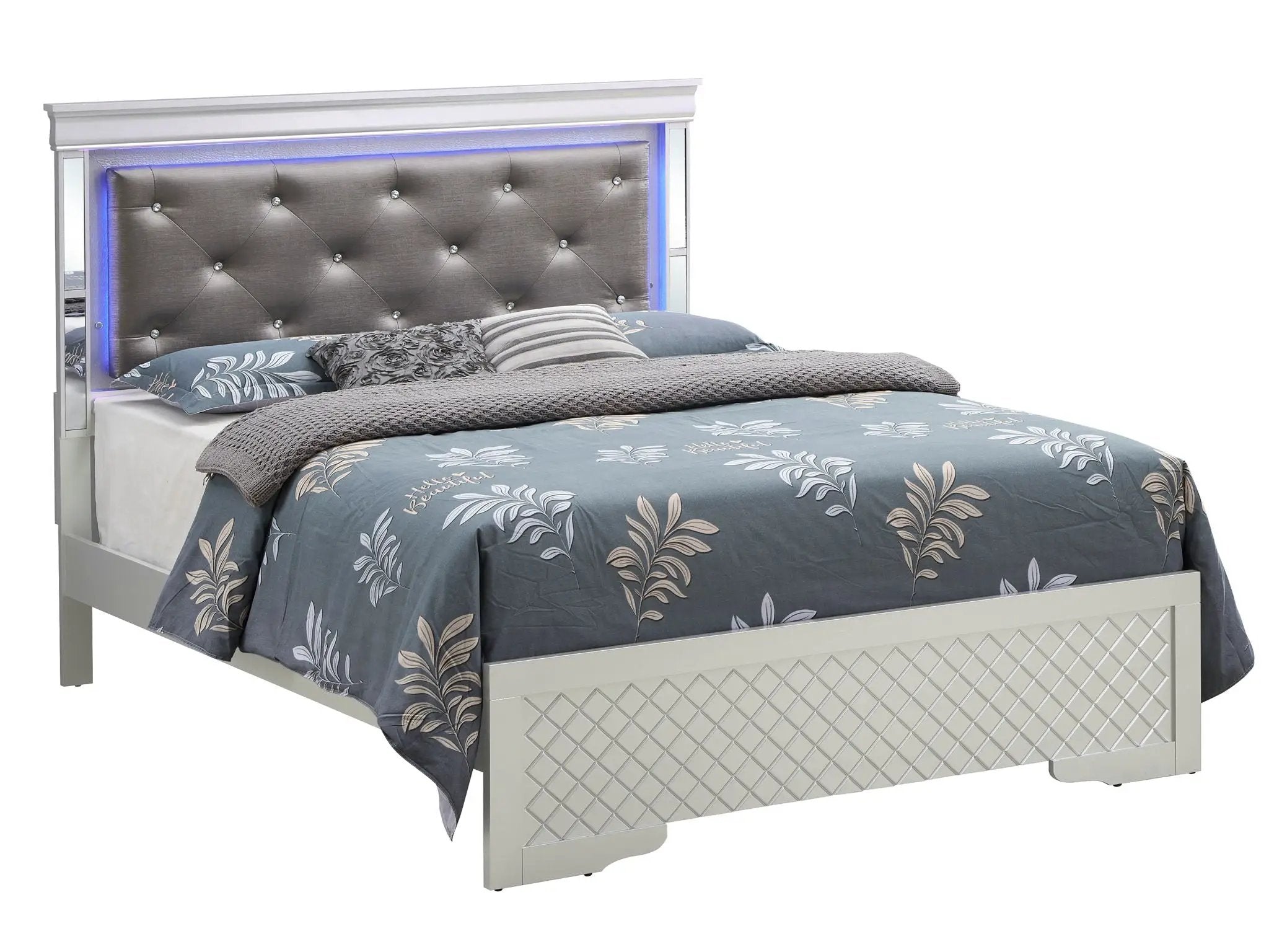 Bed With LED Light Accents Headboard by Unique Piece Furniture