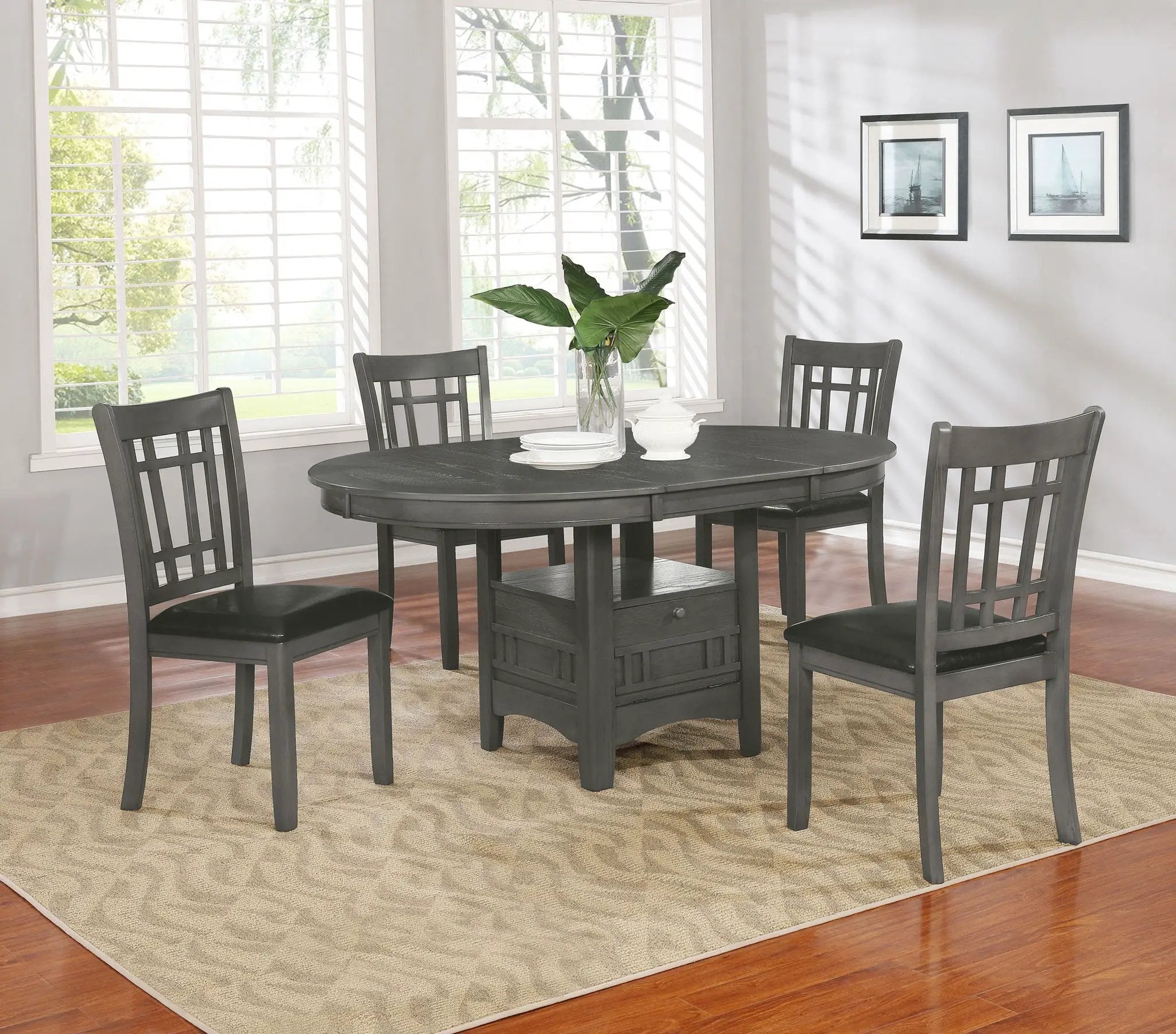 Lavon Oval 60-inch Wood Extension Leaf Dining Table Medium Grey by Unique Piece Furniture