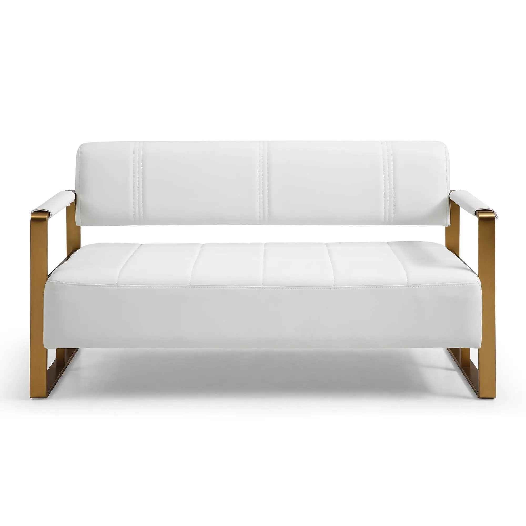 Modern Upholstery Accent Loveseat Sofa For Living Room 2 Seater With Metal Arms by HouseOfZazla