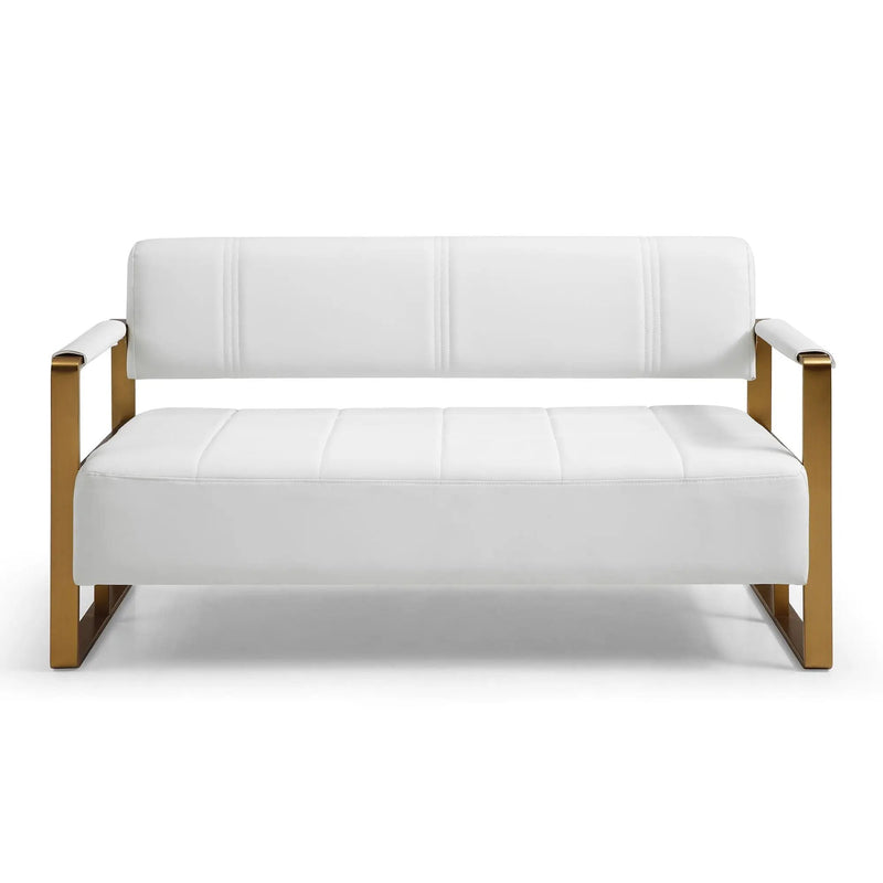 Modern Upholstery Accent Loveseat Sofa For Living Room 2 Seater With Metal Arms by HouseOfZazla