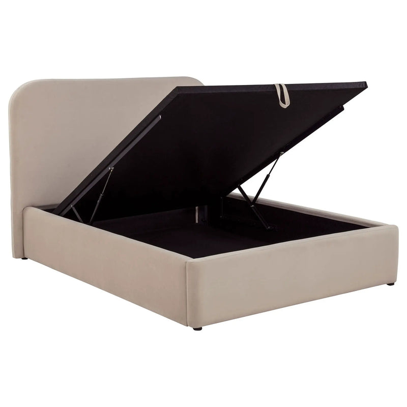 Anders Upholstered Full Storage Lift Platform Bed Beige by Unique Piece Furniture