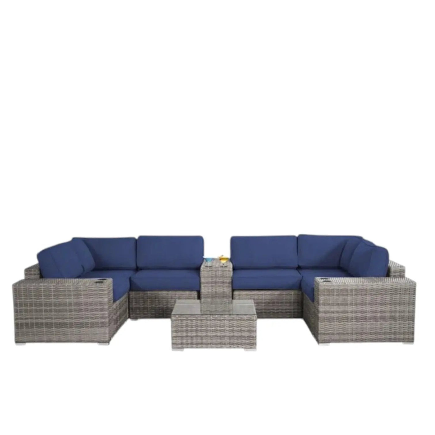 Modern Patio Rattan Sectional Set With Cushions by HouseOfZazla
