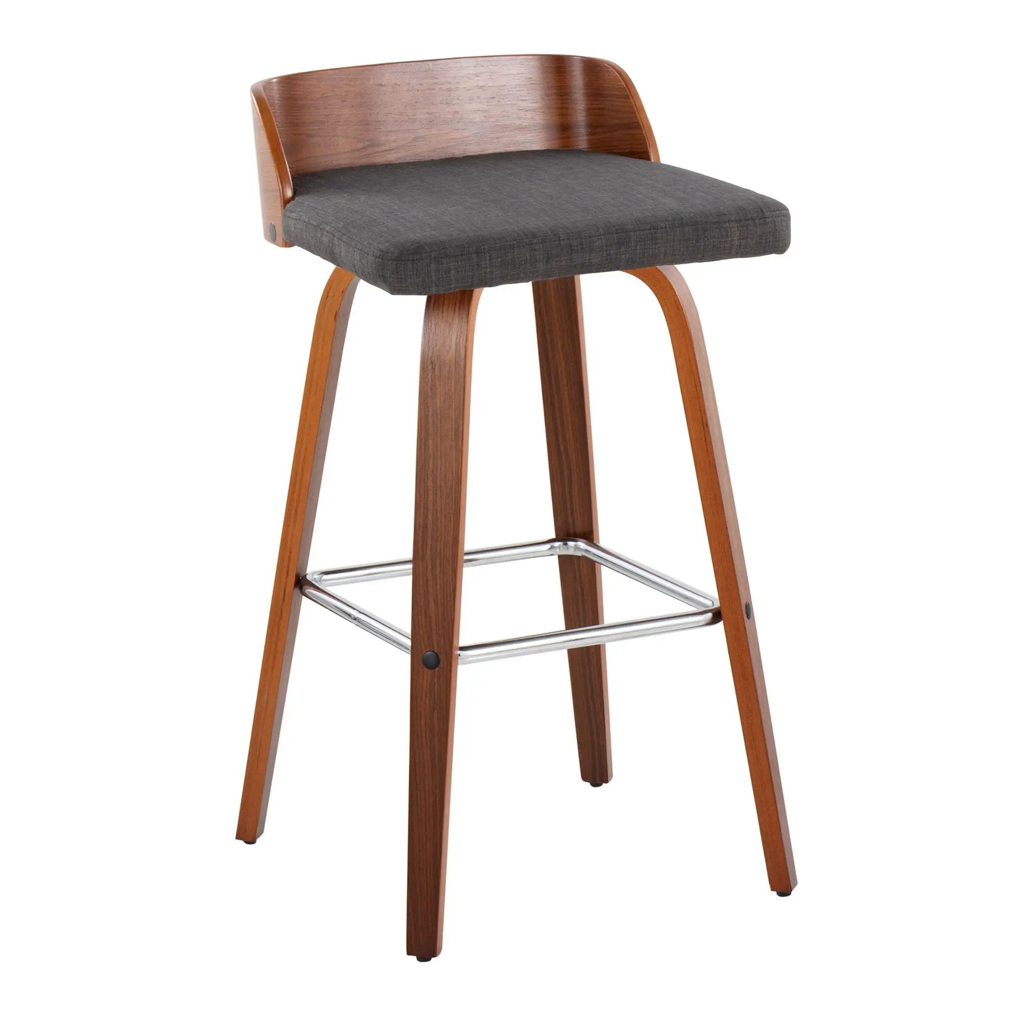 Maya - Mid Century Modern Fixed Height Barstool With Swivel With Square Footrest (Set of 2) by Unique Piece Furniture
