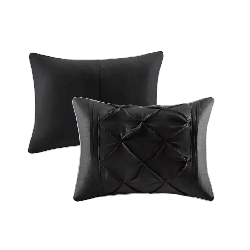 7 Piece Tufted Comforter Set Black California King by HouseOfZazla
