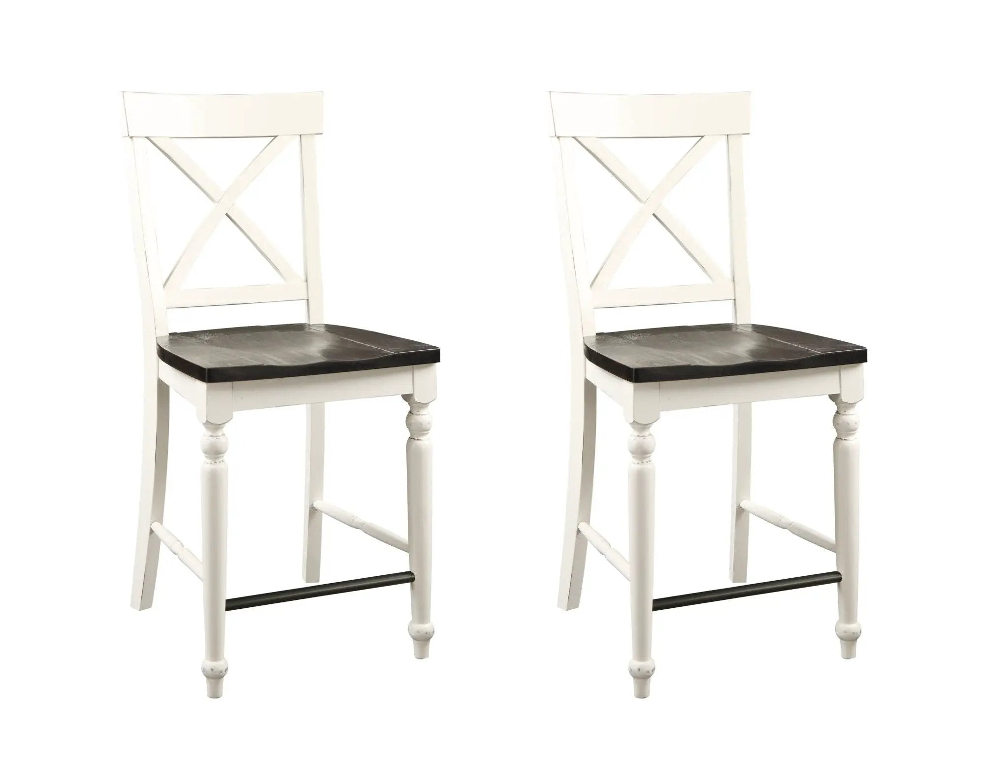 24" Tall Bar Stools (Set of 2) - Brown / White