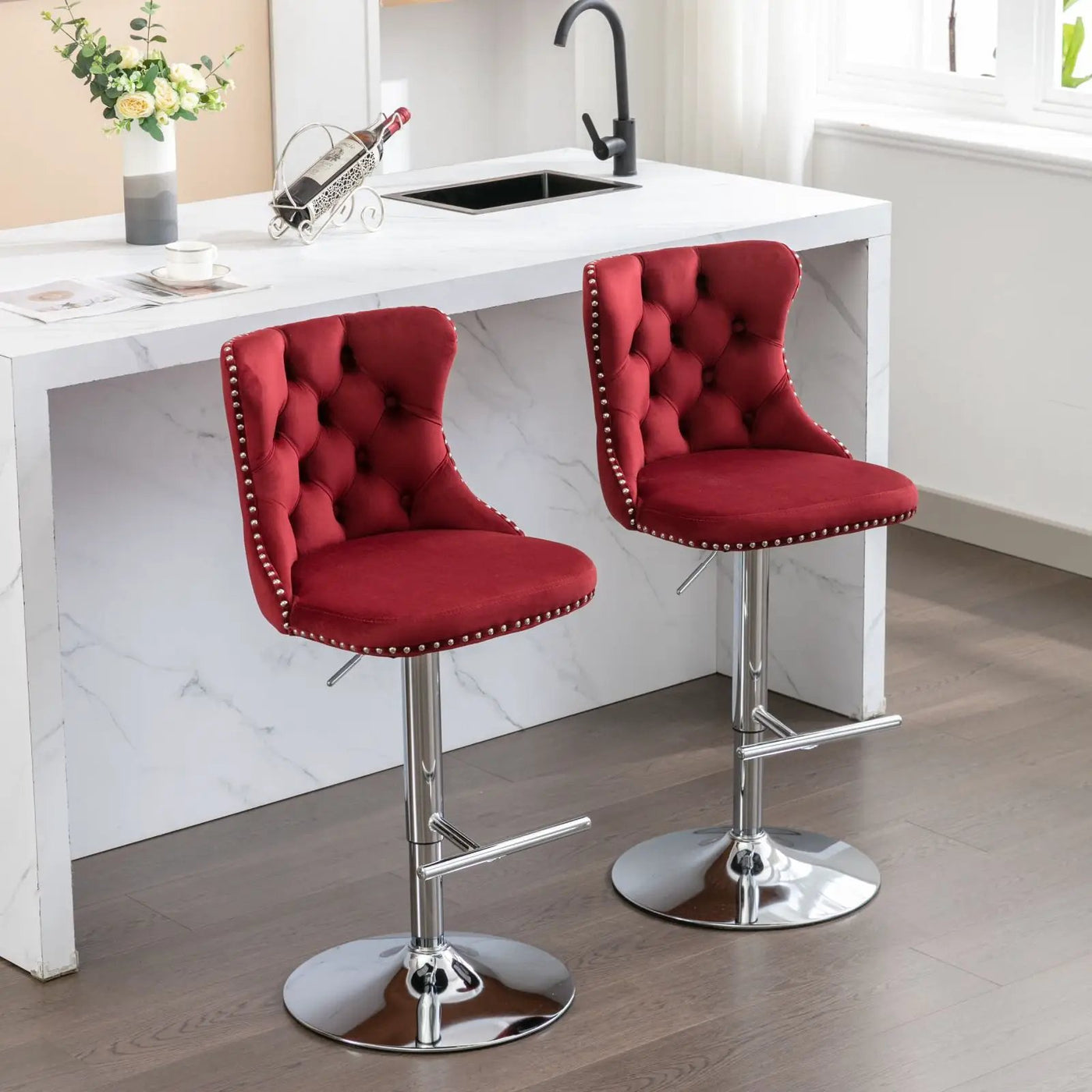 Swivel Adjustable Height Barstools Set of 2 by HouseOfZazla