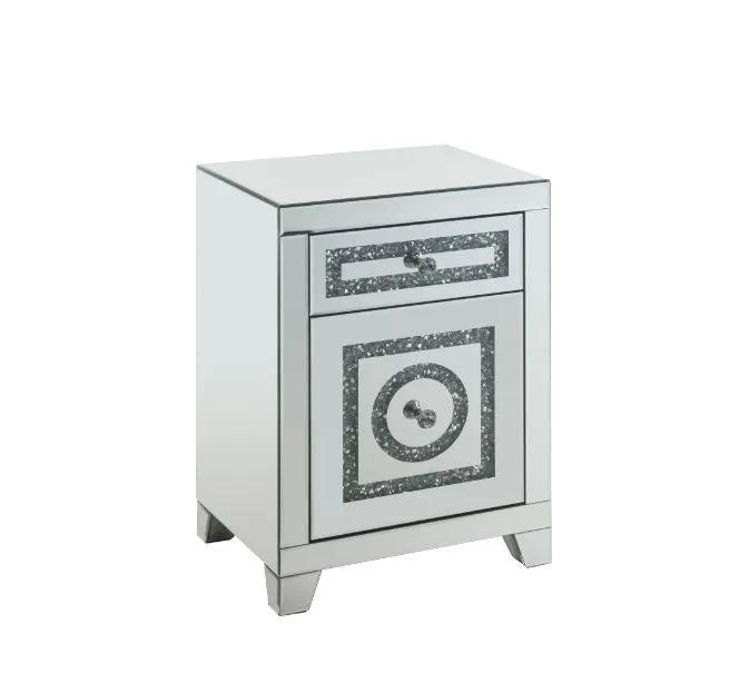 Noralie - 26"H Accent Table With Storage Drawers - Mirrored & Faux Diamonds by Unique Piece Furniture