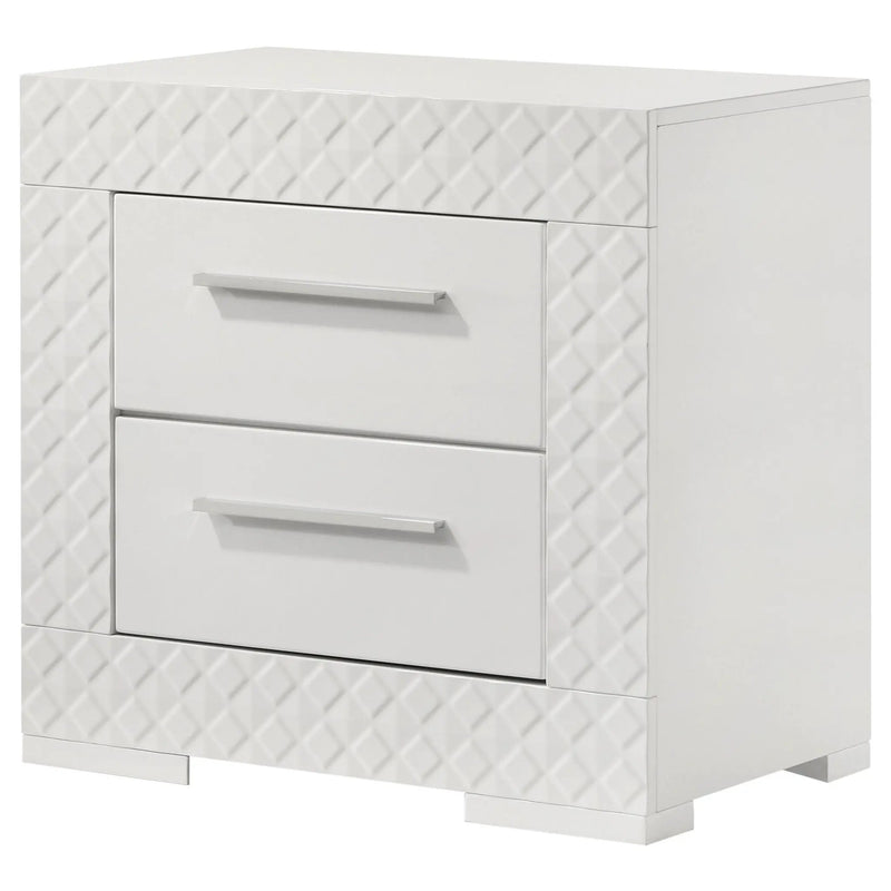 Ives 2-drawer Nightstand Bedside Table White High Gloss by Unique Piece Furniture