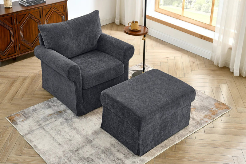 37.5" Accent Chair with Ottoman by HouseOfZazla
