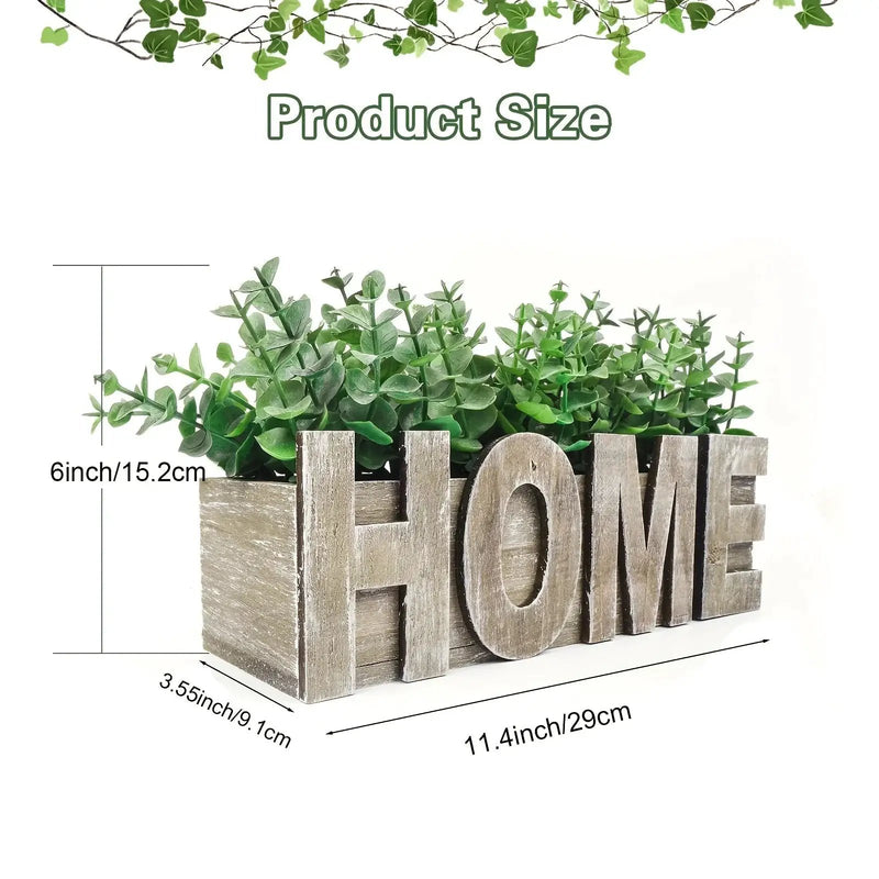1pc, Artificial Eucalyptus Potted Plant, Fake Green Plant With Wooden Pot For Spring Summer Gift Ideas, Home Office Garden Wedding Kitchen Shower Room Decoration by House Of Avana