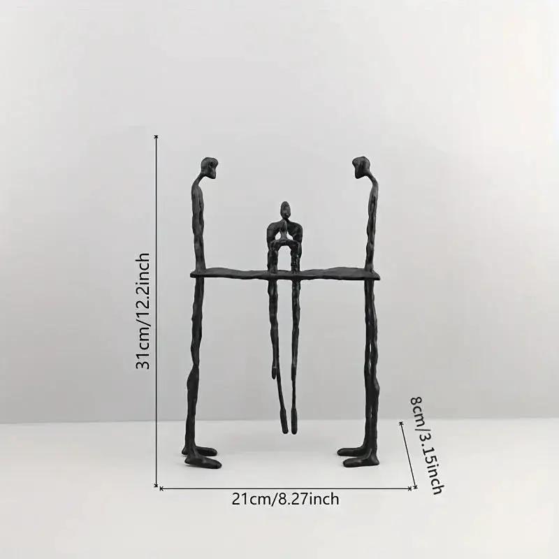 1pc Cast Iron and Marble Abstract Human Figurine Statue Art Piece, Suitable for Living Room, Office, Bookshelf, TV Cabinet - No Electricity Required, Office Artwork | Art Craft | Complex Design, Home Decor Statue, Available i by House Of Avana