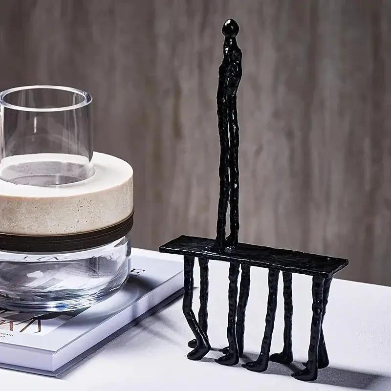 1pc Cast Iron and Marble Abstract Human Figurine Statue Art Piece, Suitable for Living Room, Office, Bookshelf, TV Cabinet - No Electricity Required, Office Artwork | Art Craft | Complex Design, Home Decor Statue, Available i by House Of Avana